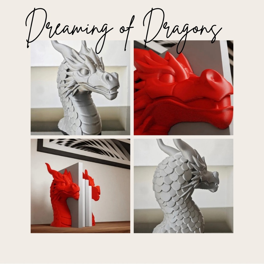 Dragon Bookends customized print you choose your color